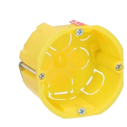 Flush-mounted box p/t ONNLINE PK-60 plasterboard, plate with screws, self-extinguishing, halogen-free, yellow