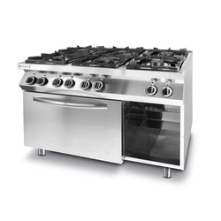 Fogão a gás 6-palnikowa Linha Cozinha com forno elétrico de convecção GN 1/1