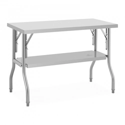 Foldable 120x60cm work table with a shelf