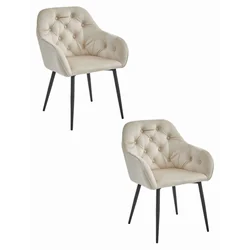 FORIO kėdė - smėlio spalvos aksomas / juodos kojos x 2