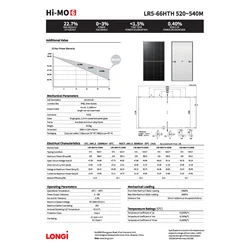 Fotogalvaaniline moodul PV paneel 525W Longi LR5-66HTH-525M Hi-MO 6 Must raam Must raam