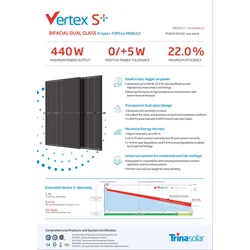 Fotogalvaaniline moodul Trina Vertex S+ TSM-NEG9RC.27 430W bifacial must raam