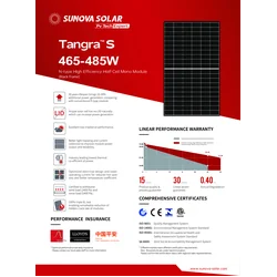 Fotovoltački modul Sunova Solar SS-480-60MDH 480W Crno