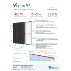 Фотоволтаичен модул Trina Solar Vertex S+ TSM-NEG9R.28 450W черна рамка