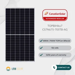 Fotovoltaický modul Canadian Solar CS7N-TOP-700W Bifaciální stříbrný rám