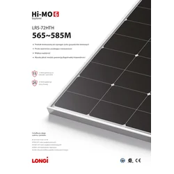 Fotovoltaický modul FV panel 585W Longi LR5-72HTH-585M Hi-MO 6 Explorer Silver Rám Stříbrný rám