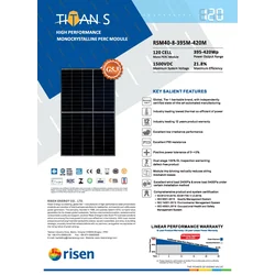 Fotovoltaikus modul PV panel 415Wp Risen RSM40-8-415M Mono félbevágott fekete keret