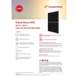 Fotovoltaikus modul PV panel 455Wp Canadian Solar CS6L-455MS HiKu6 Mono PERC (25-years garancia tetőtéri) Fekete keret Fekete keret