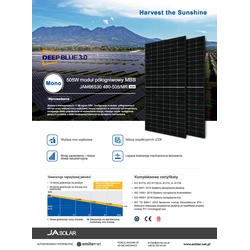 Fotovoltaikus modul PV panel 500Wp Ja Solar JAM66S30-500/MR_BF Mélykék 3.0 Fekete keret