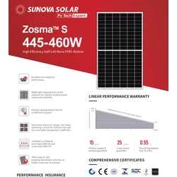 Fotovoltaikus panelek Sunova Zosma 460W, minimális rendelés 1 konténer