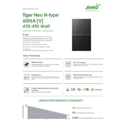 Fotovoltinis modulis JinkoSolar JKM480N-60HL4-V 480W 1500V Juodas