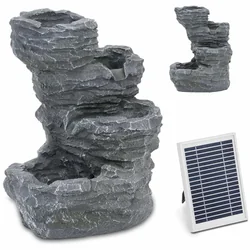 Fuente solar en cascada para jardín con iluminación LED 4 horizontal 3 W