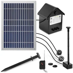 Fuente solar para estanque con mando a distancia, luces LED, batería 250 l/h 0.8 m 2 W
