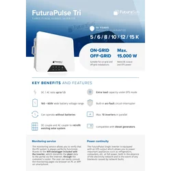 FuturaSun FuturaPulse hibrīda invertors 10kW, WiFi sargspraudnis - skaitītājs un CT iesk.