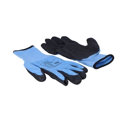 FXA work gloves size 10, latex coated, blue.Prevents oil from penetrating the glove, the upper is breathable