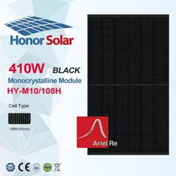 Garbės saulės energija HY-M10/108 VISI JUODA 410W-AKTION ( 0,11eur/W)-Kontainer Kaina
