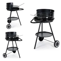 Garden grill, round grate with adjustable grate height