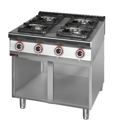 Gas cooker 4 burner 1x4,5kW+ 1x7,5kW + 2x9,0 kW on an open cabinet base