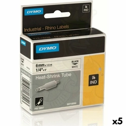 Gelamineerd lint voor Rhino Dymo Labelprinter ID1-6 Wit Zwart 6 x 1,5 mm (5 Stuks)