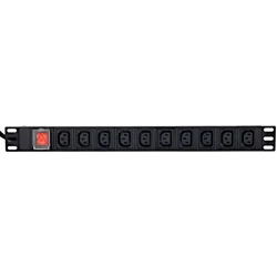 Gembird strømskinne PDU rack strømskinne 10xC13 1U 16A C19 2m