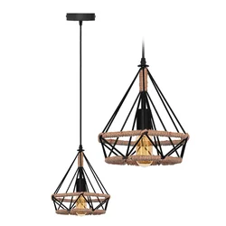 Geometrische hängende Deckenlampe im Loft-Boho-Stil mit Seil APP679-1CP