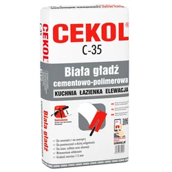 Gładź szpachlowa cementowa biała C-35 Cekol 20 kg