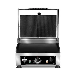 GMG - Grill de contacto - ▲ Estriado ▼ Liso - con placas de hierro fundido, Bandeja para grasa y controlador de temperatura 50° - 300° C