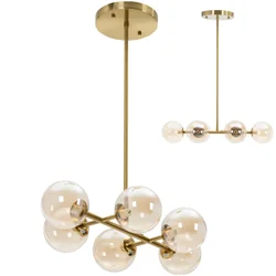 Gold hanging ceiling lamp 6 point G9 - glass balls