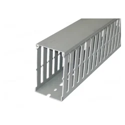 Goulotte de câble perforée fendue Elettrocanali 40x100mm gris pour circuits électriques