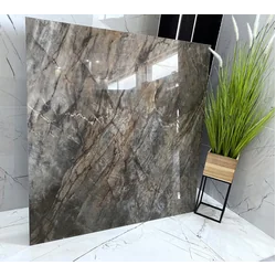 Grandes dalles polies MARBLE STONE grès GRAPHITE 120x120 HIGH BRILLANT