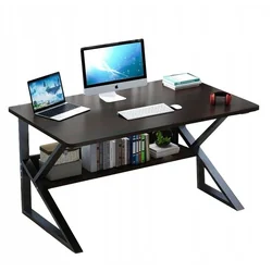 Γραφείο υπολογιστή, γραφείο με ράφι, 100x60cm μαύρο