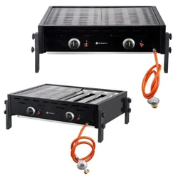 Grătar cu gaz Roast-Master Pro Hendi 148822 11,6 kW Două zone de încălzire Negru