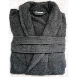 Gray terry bathrobe L