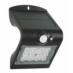 Greenlux GXSO005 Černé nástěnné LED světlo FOX solar PIR 12LED B denní bílá