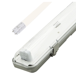 Greenlux GXWP207 LED corps anti-poussière + 1x 120cm tube LED 18W blanc jour + 1x 120cm tube LED 18W blanc jour