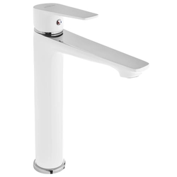 Grifo para lavabo alto Invena Dokos blanco/cromo BU-19-W02-V