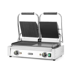 Grill kontaktowy podwójny, HENDI, 1/2 gładka, 1/2 ryflowana, 230V/3600W, 575x430x(H)510mm