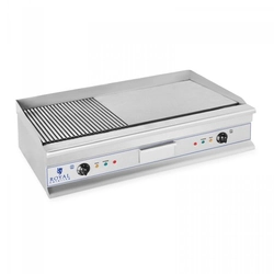 Grill plate - 100 cm - grooved - 2 x 3200 AT ROYAL CATERING 10010066 RCG 100G