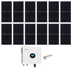 Hálózaton kívüli fotovoltaikus rendszer 6KW, Egyfázisú hibrid inverteres Growatt SPF 6000 ES PLUS, 12 napelemek 550W Vendato Solar