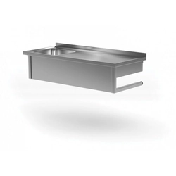 Hängbord med handfat - fack till vänster 1500 x 600 x 300 mm POLGAST 211156-WI-L 211156-WI-L