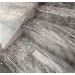 Hard gray graphite tiles for stairs 120x30 MARBLE-LIKE high gloss