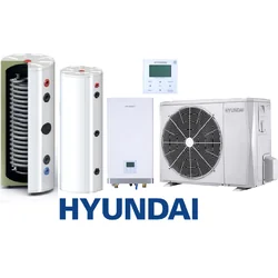 Heat pump set: HYUNDAI Split 10kW+ SL buffer tank 130L + SOLITANK hot water tank 245L with coil 3,83m2