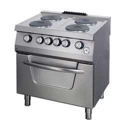 Heavy Duty 16kW Cocina eléctrica profesional - 4 Quemadores más horno eléctrico