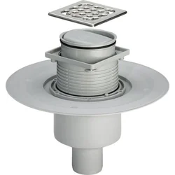 Height-adjustable dry trap with stainless steel grate and sealing ring VIEGA, d 50, vertical