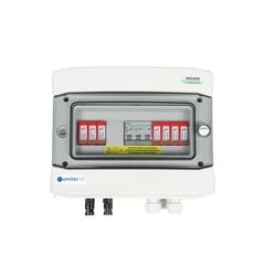 Hermetisk EMITER DC/AC koblingsudstyr med Dehn DC overspændingsafleder 1000V type 2, 1 x PV streng,1 x MPPT, AC afleder type 2, B20A 3F