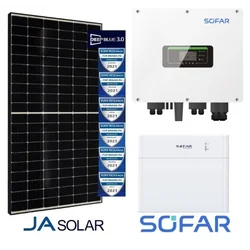 Хибриден комплект 5kW: SOFAR HYD5KTL-3PH + 13*JA SOLAR 385W MR Black Frame + Sofar Energy Storage 5kWh BTS E5-DS5