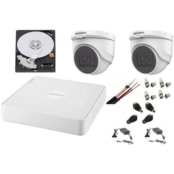 Hikvision audio-video indendørs overvågningssystem 2 Turbo HD-kameraer 2MP DVR 4 kanaler, HDD 500GB