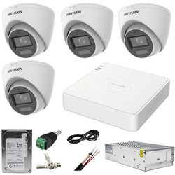 Hikvision-bewakingssysteem 4 camera's 5MP Dual Light WL 20m IR 20m DVR 4MP AcuSense met meegeleverde accessoires HDD 500GB