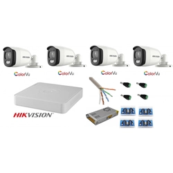 Hikvision-bewakingssysteem 4 camera's 5MP Ultra HD Color VU DVR 4 fulltime kleurkanalen 's nachts