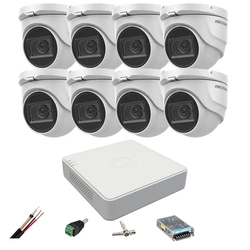 Hikvision-bewakingssysteem 8 camera's 8MP, 2.8mm, IR 30m, DVR 8 kanalen 4K, accessoires